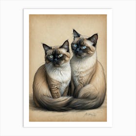 Siamese Cats Art Print