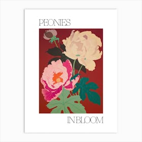Peonies In Bloom Flowers Bold Illustration 3 Art Print