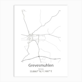 Grevesmuhlen,Germany Minimalist Map Art Print