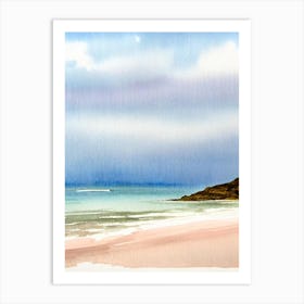 Barafundle Bay Beach 4, Pembrokeshire, Wales Watercolour Art Print