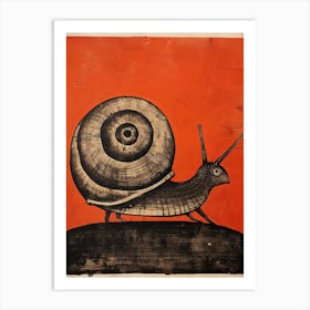 Snail, Woodblock Animal Drawing 3 Art Print