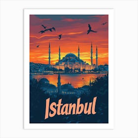 Aihrgdesign A Retro Travel Poster For Istanbul Featuring The 2 Art Print