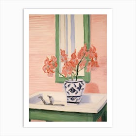 Bathroom Vanity Painting With A Amaryllis Bouquet 1 Art Print