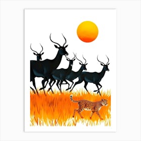 Cheetah And Antelope Art Print