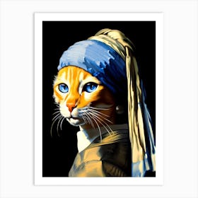 The Cat with the Pearl Earring, Vermeer 1 Art Print