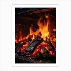 Fire In The Fireplace 1 Art Print