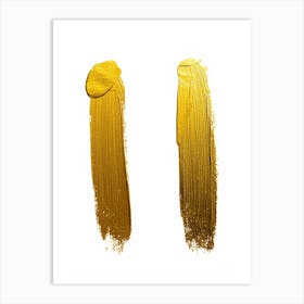 Two Gold Paint Brushes Isolated On White Art Print