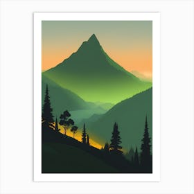 Misty Mountains Vertical Composition In Green Tone 56 Art Print
