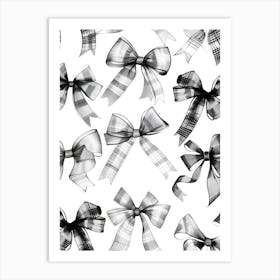 Black And White Bows 3 Pattern Art Print