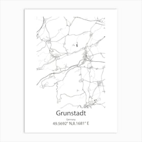 Grunstadt,Germany Minimalist Map Art Print