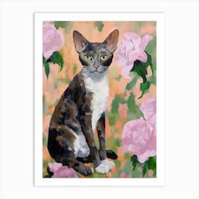 A Cornish Rex Cat Painting, Impressionist Painting 3 Art Print