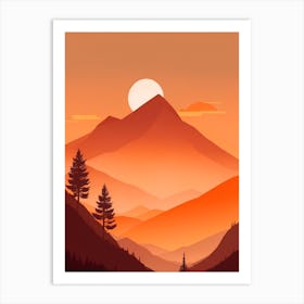 Misty Mountains Vertical Composition In Orange Tone 320 Art Print