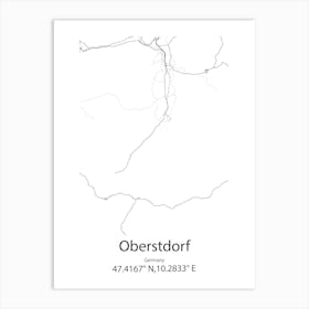 Oberstdorf,Germany Minimalist Map Art Print