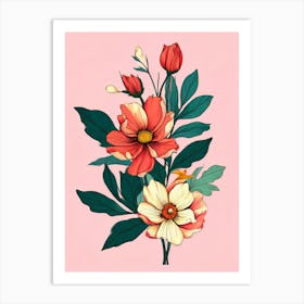 Pink Flowers On A Pink Background 6 Art Print