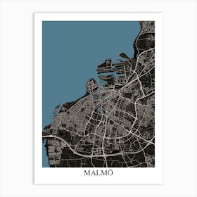 Malmo Black Blue Art Print