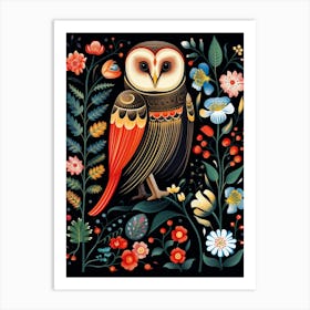 Folk Bird Illustration Barn Owl 4 Art Print