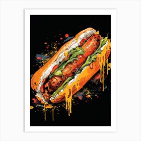 Hot Dog 2 Basquiat style Art Print