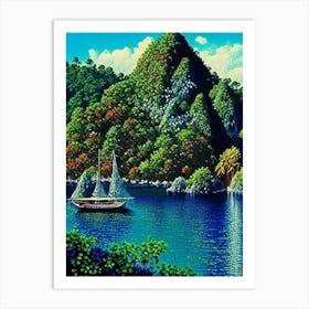 Raja Ampat Indonesia Pointillism Style Tropical Destination Art Print