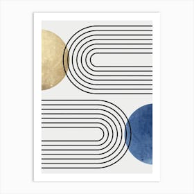 Circles lines and gold 8 Art Print