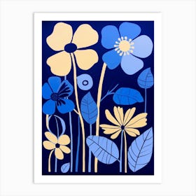 Blue Flower Illustration Buttercup 2 Art Print