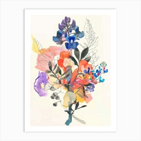 Bluebonnet 3 Collage Flower Bouquet Art Print