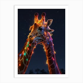 Christmas Giraffes Canvas Art Art Print