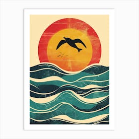 Seagull Flying Over The Ocean Art Print