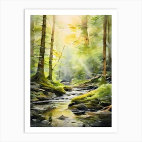 Watercolour Of A Stream Art Print