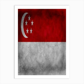 Singapore Flag Texture Art Print