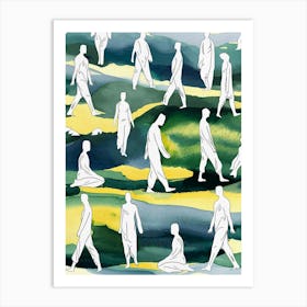 Walking In A Field Art Print