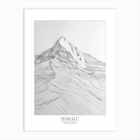 Makalu Nepal China Line Drawing 6 Poster Art Print