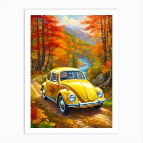 Vw Beetle In Autumn Art Print