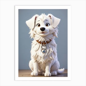 3d Rendering Of A White Dog Art Print