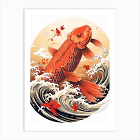 Carp Animal Drawing In The Style Of Ukiyo E 3 Art Print