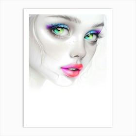 Woman Face Beautiful Illustration Art 02 Art Print