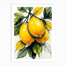 Fresh Yellow Lemons Art Print