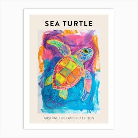 Abstract Sea Turtle Crayon Doodle Poster 1 Art Print