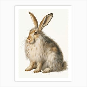 English Angora Blockprint Rabbit Illustration 6 Art Print