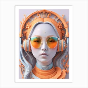 Woman With Headphones 38 Art Print