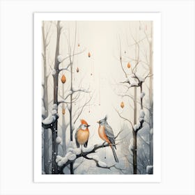 Birds In A Winter Landscape  3 Art Print