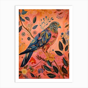 Floral Animal Painting Hawk 1 Art Print