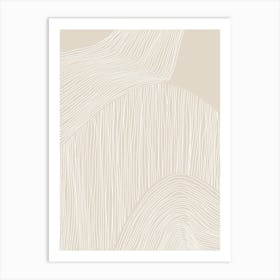 Beige White Line Art Art Print