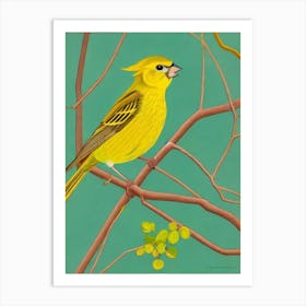 Yellowhammer Midcentury Illustration Bird Art Print