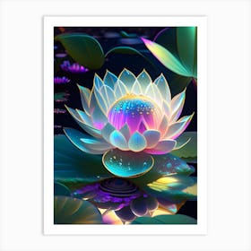 Lotus Flower In Garden Holographic 5 Art Print