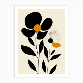 Black And Yellow Flowers Art Print