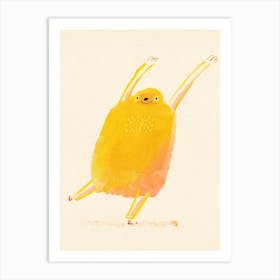 Happy Yellow Sloth Waving Arms Art Print