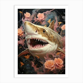 Floral Fantasy Shark Art Print