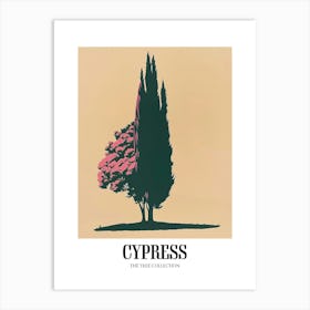 Cypress Tree Colourful Illustration 2 Poster Art Print