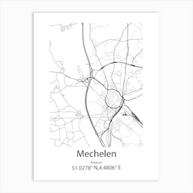 Mechelen,Belgium Minimalist Map Art Print