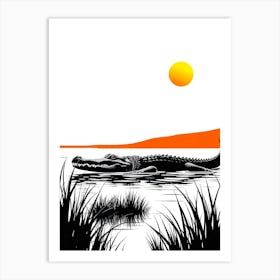 Alligator In The Water Art Print